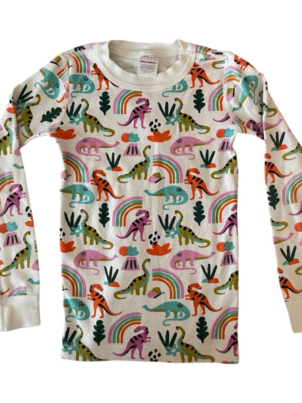 Hanna Andersson 120 / 6-7 Organic Cotton Dinosaur Rainbow LS Top